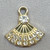 Crystal Rhinestone Hand Fan Charms 15mm Gold Plated Alloy Q6 Per Pkg