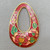 Maroon Peony Cloisonne Enamel Teardrop Pendants 38x25mm Gold Plated Alloy Q2 Per Pkg