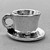 Heart Latte Art Coffee Cup Charms 15x8mm Antique Silver Plated Alloy Q6 Per Pkg