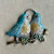 Lovebirds Pendant Two Birds Branch Pale Blue Gold Artisan Painted Per Pc