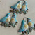 Lovebirds Pendant Two Birds Branch Pale Blue Gold Artisan Painted Per Pc