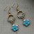 Aqua Bloom Drop Earrings Gold Artisan Made in the USA Per Pair