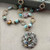 Home Tweet Home Collage Pendant Beaded Chain Lampwork Mixed Metals Necklace