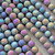 Matte Metallic Peacock 8mm Round Etched Glass Beads Per Strand