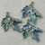Teal Glitter Maple Leaf Pendant Artisan Hand Painted 40x35mm Per Pc