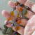 Autumn Afterglow Sea Glass Beaded Chain Multi Shape Crystal Antique Copper Plated Per Foot
