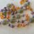 Autumn Afterglow Sea Glass Beaded Chain Multi Shape Crystal Antique Copper Plated Per Foot