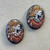 Corvina Skeleton Victorian Lady Cameo Resin Acrylic Cabochon Hand Painted 40x30mm Per Pair