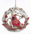 Cardinal in Birch Nest Ball Ornament Christmas Glitter Resin 4 Inch Per Pc