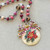 Christmas Leopard Ornament Necklace Beaded Chain Artisan Made Per Pc