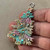 Sugarplum Blue Rhinestone Christmas Tree Hand Painted Artisan Pendant Per Pc