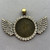 Crystal Rhinestone Wing Cabochon Setting Pendant 58.5x41mm Antique Brass Plated Q1 per Pkg