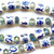 Blue White China Fireworks Motif 10x8mm Cylinder Ceramic Beads Per Strand