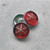 18mm Czech Glass Button Star Flower Ruby Red Copper Wash Q1 Per Pc