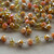 Amber Glow Beaded Rosary Chain 8mm Crystal Rondelle Antique Silver Plated Per Foot