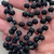 Black Velvet Matte Frosted Beaded Rosary Chain 8mm Crystal Rondelle Antique Silver Plated Per Foot