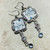 Floral Square Rhinestone Sapphire Crystal Resin Collage Earrings Per Pair