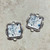 Teal Floral Square Collage Resin Charms 25x23mm Antique Silver Plated Per Pair
