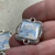 Blue Floral Square Collage Resin Charms 25x23mm Antique Silver Plated Per Pair
