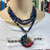Navy Americana Sunflower Pendant Necklace Knotted Artisan Made 24" Per Pc