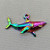 Great White Shark Charms 32x19mm Peacock Multicolor Plated Alloy Q3 Per Pkg