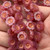 12mm Window Cut Flower Beads Czech Glass Copper Opal Pink 12Pcs Per Strand