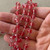 Padparadscha Beaded Rosary Chain 8mm Crystal Rondelle Antique Silver Plated Per Foot
