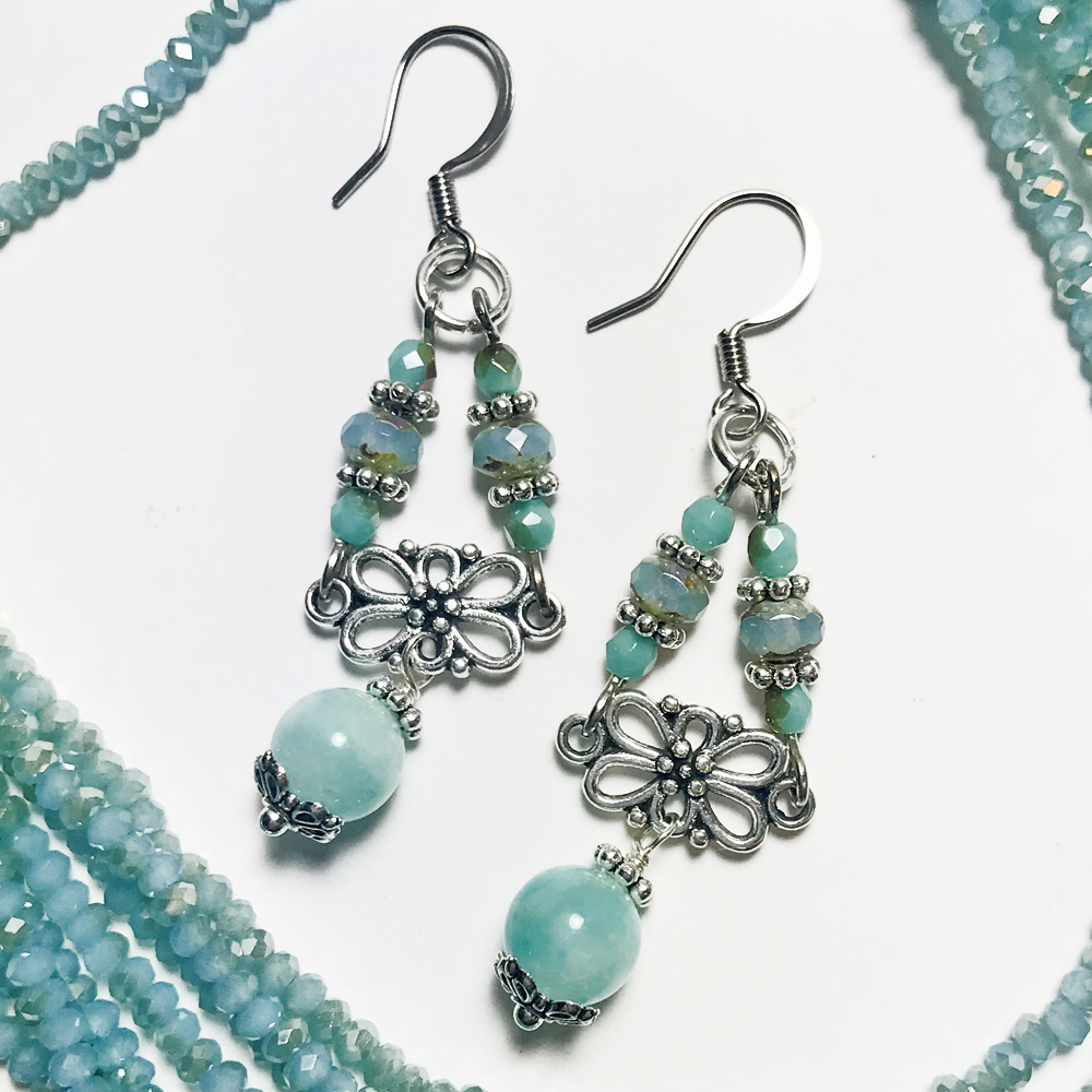 Art Nouveau Amazonite Earrings