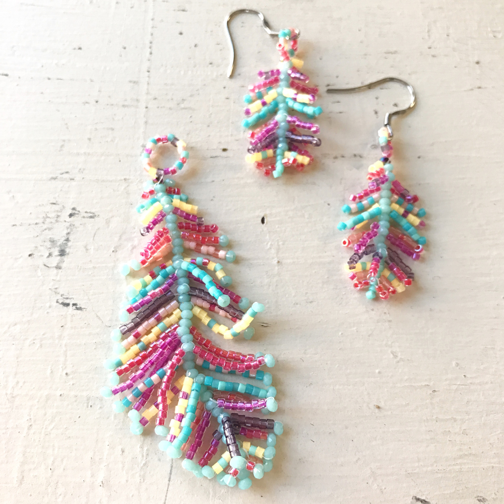 Beaded Boho Feather Charm