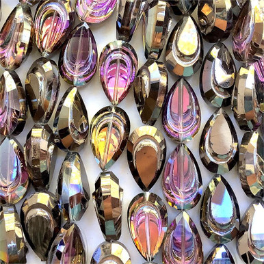 Crystal Twilight 28x16mm Faceted Peacock Feather Teardrop Chinese