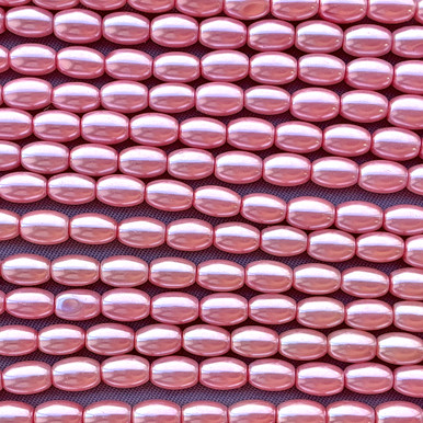Primrose Rice Glass Pearl 4x6mm Beads Per Strand - Dry Gulch Beads ...