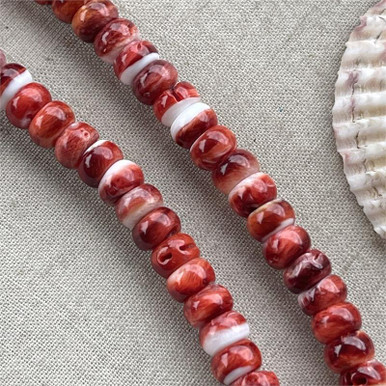 Red Coral Spiny Oyster Shell Rondelle Beads 6mm Per Strand - Dry Gulch ...