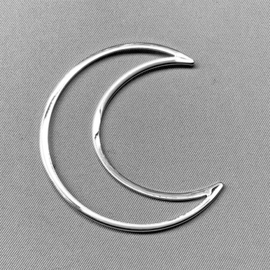 Large Crescent Moon Frame Links 49x40mm Platinum Plated Brass Q2