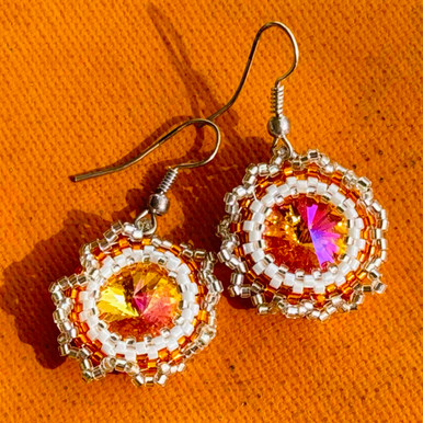 Sunlight Woven Treasures Crystal Rivoli Earrings Artisan Made in the ...