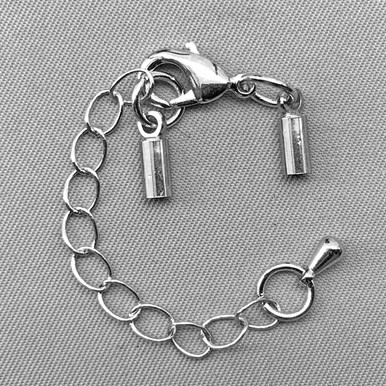 2mm Glue On Leather Cord Ends with Lobster Claw Clasp and Extender