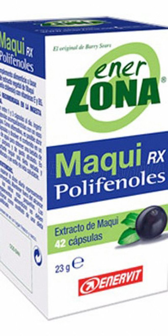 Enerzona maqui rx polifenoles. envase de 42 cápsulas de 23 g