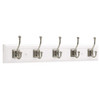 R46121Y-WSN  27" 5 Architectural Hook Coat/Hat Rail White w/ Satin Nickel Hooks