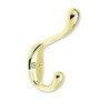 B42302Q-PB-C Heavy Duty Polished Brass Coat and Hat Hook 3"