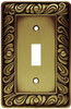 64049 Paisley Single Switch  Tumbled Antique Brass Cover Plate