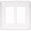 64088 White Stamped Metal Double GFCI Cover Plate