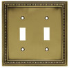 171905 Antique Brass Beaded Double Switch Cover Plate