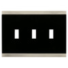 135762 Basic Stripe Black & Satin Nickel Triple Switch Cover Wall Plate