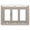 W17956-SN Stamped Triple GFCI Cover Plate Satin Nickel Finish