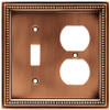 64779 Beaded Single Switch / Duplex Aged Brushed Copper Cover Plate