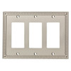 W35067-SN Satin Nickel Classic Beaded Triple GFCI Cover Plate