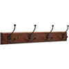 WMLDFT4-BCO 26 1/2" 4 Flare Hook Coat Hat Rail Bark & Cocoa Bronze Hooks