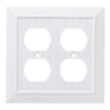 W35271-PW Pure White Classic Beadboard Wood Architect Double Duplex Cover Plate