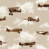 Studio E Air Show by Boeng Antique Planes Beige Quilting Fabric By Yard