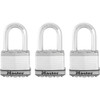 Master Lock M5XTRILF Magnum 2" Laminated Steel Keyed Padlock w/ 1-1/2 in. Extra Long Shackle (3-Pack)