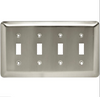 BRAINERD 64104 Stamped Satin Nickel Round Quad Toggle Switch Wall Plate Cover